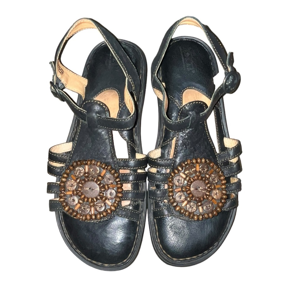 Born Beaded Flat Sandals Black Women's Size 8 - Picture 3 of 8